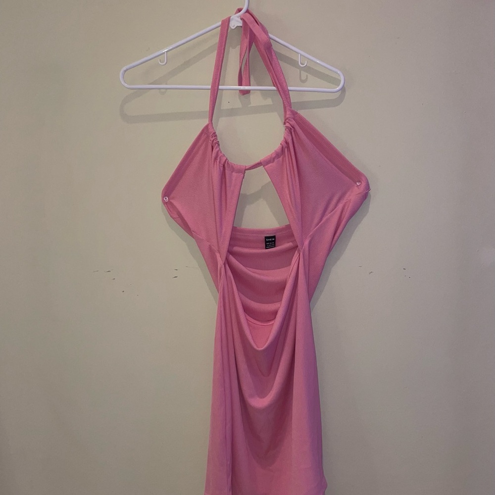 halterneck tied backless cut-out bodycon dress